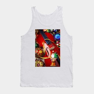 Santa Ornament And Violin Tank Top